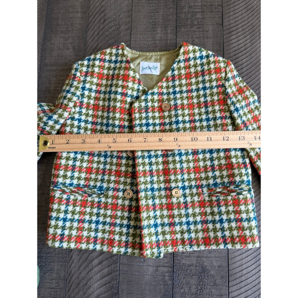 Vintage Jack Tar Togs Toddler Set | Wool Houndstooth Blazer & Green Shorts - Picture 9 of 10